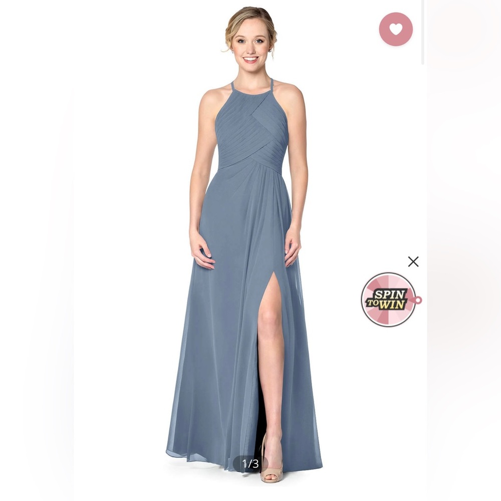 NWT Azazie Ginger Allure Dress in Dusty Blue